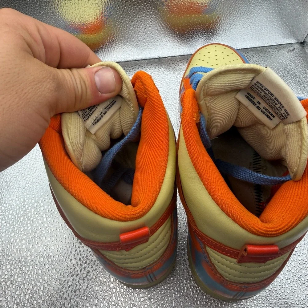 Size 7 Nike Dunk  High 1985 SP Safety Orange Acid Wash Mens Shoes DD9404-800 - Picture 8 of 9